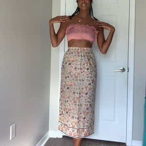 Vintage floral linen skirt